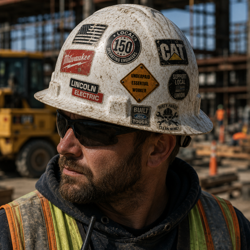 Underpaid Essential Worker Hard Hat Sticker | Die-Cut DTF Vinyl Decal