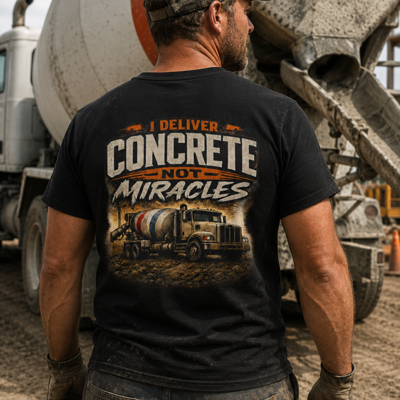 I Deliver Concrete Not Miracles T-Shirt | Funny Concrete Driver Shirt | Ready Mix Truck Driver Tee