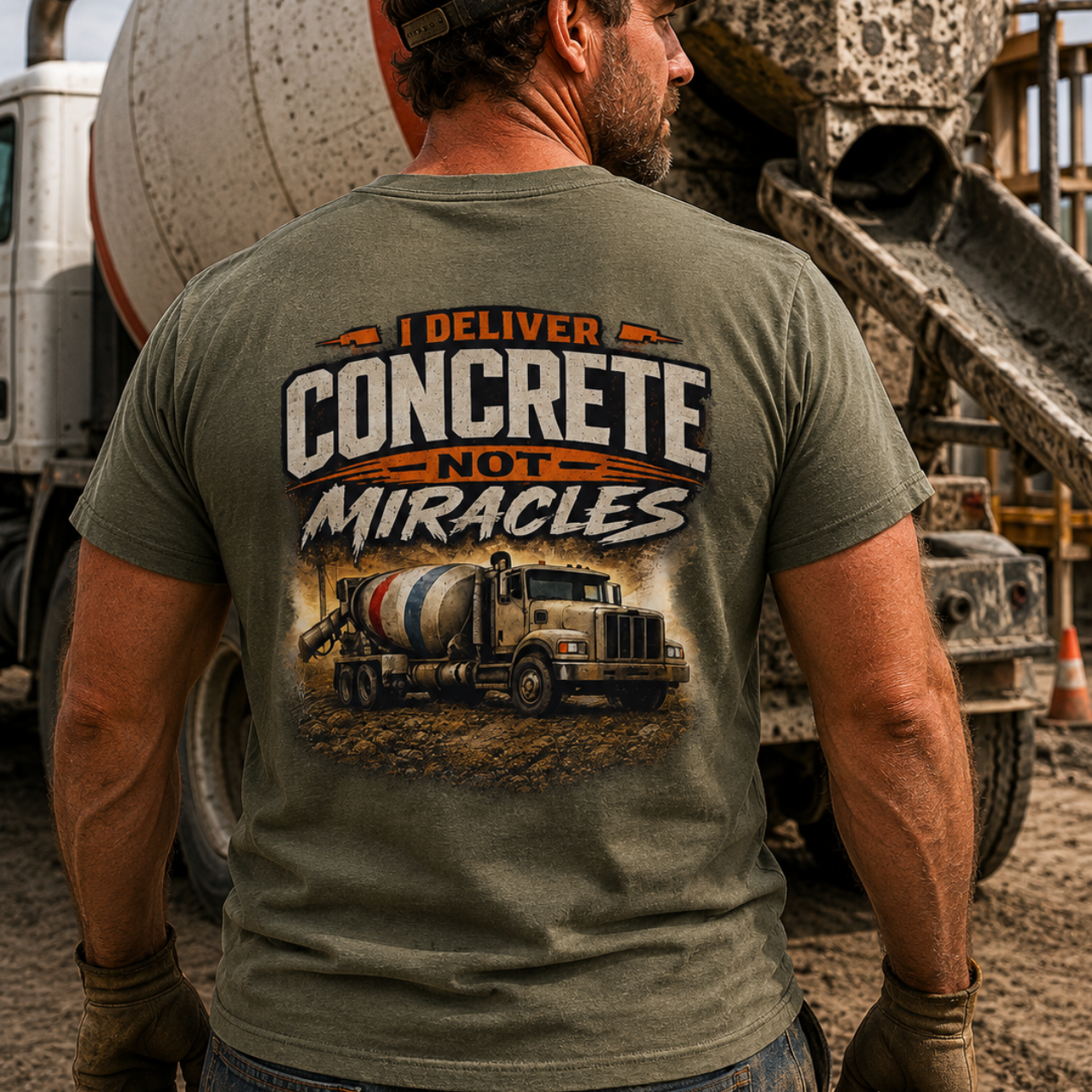 I Deliver Concrete Not Miracles T-Shirt | Funny Concrete Driver Shirt | Ready Mix Truck Driver Tee