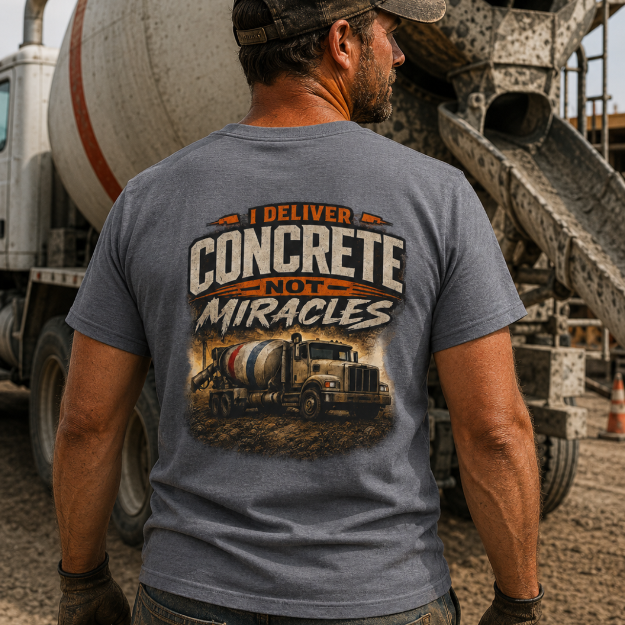 I Deliver Concrete Not Miracles T-Shirt | Funny Concrete Driver Shirt | Ready Mix Truck Driver Tee