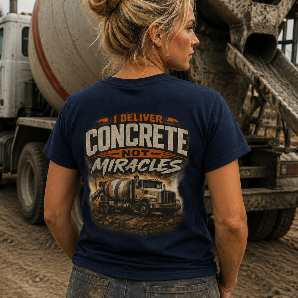 I Deliver Concrete Not Miracles T-Shirt | Funny Concrete Driver Shirt | Ready Mix Truck Driver Tee
