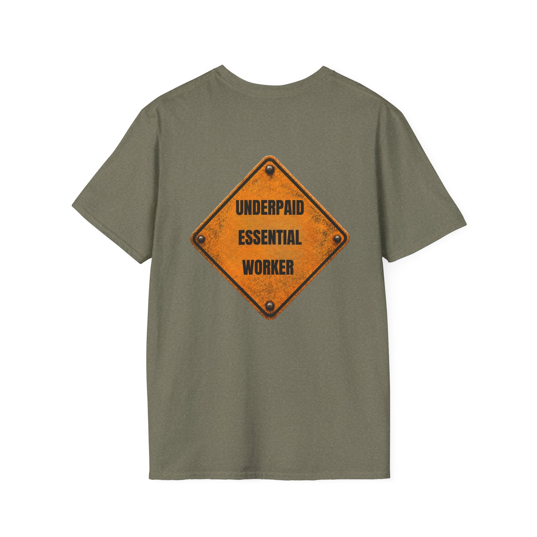 Underpaid Essential Worker T-Shirt | Funny Blue-Collar Construction & Utility Worker Tee
